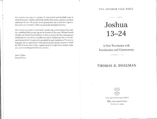 Joshua 13-24: A New Translation with Introduction and Commentary (The Anchor Yale Bible Commentaries)