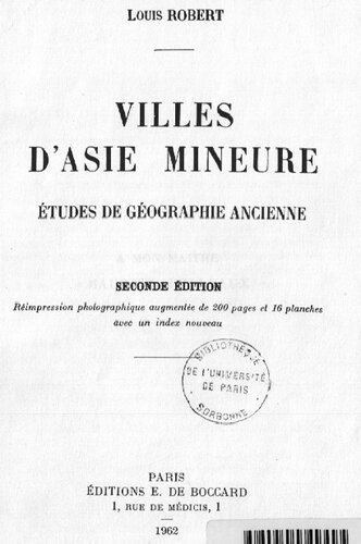 Villes d'Asie Mineure: études de géographie antique