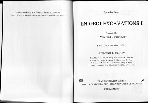 En-Gedi Excavations I: Final Report (1961-1965)