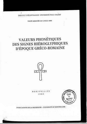 Valeurs phonétiques des signes hiéroglyphiques d'époque gréco-romaine