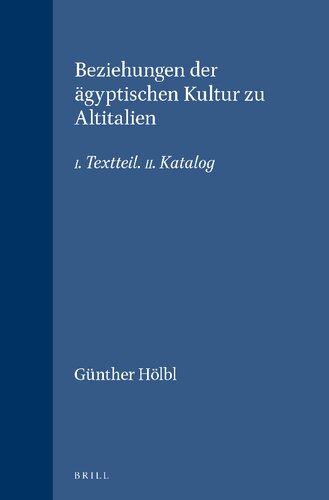 Beziehungen Der Agyptischen Kultus Zu Altitalien: Textteil, Katalog (Education and Society in the Middle Ages and Renaissance , No 1&2) (German Edition)