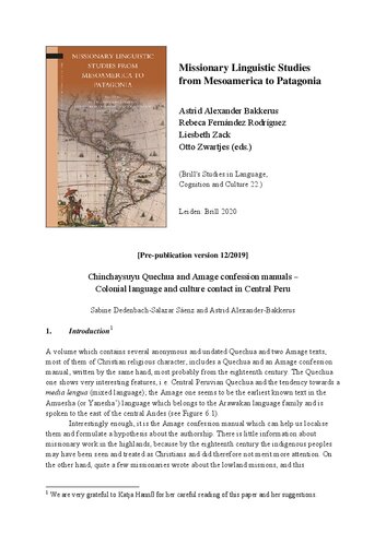 Chinchaysuyu Quechua and Amage confession manuals – Colonial language and culture contact in Central Peru