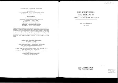 The Scriptorium and Library at Monte Cassino, 1058–1105 (Cambridge Studies in Palaeography and Codicology, Series Number 7)