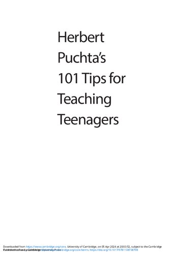 Herbert Puchta's 101 Tips for Teaching Teenagers Pocket Editions: Cambridge Handbooks for Language Teachers Pocket editions