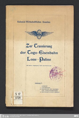 Zur Trassierung der Togo-Eisenbahn Lome-Palime
