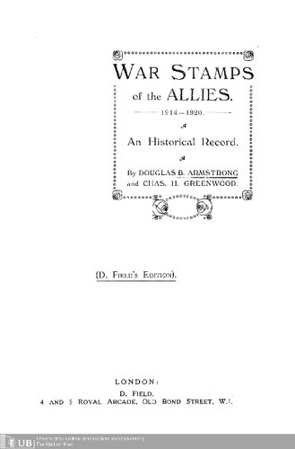 War Stamps of the Allies. 1914 — 1920 ;. An Historical Record