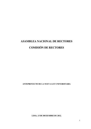 Anteproyecto de la nueva ley universitaria