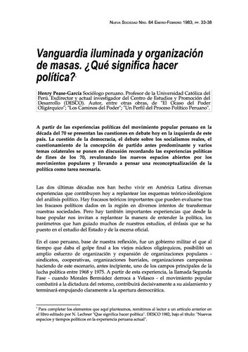 Vanguardia iluminada y organización de masas. ¿Qué significa hacer política? (Perú)