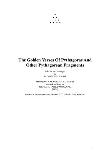The Golden Verses of Pythagoras and Other Pythagorean Fragments