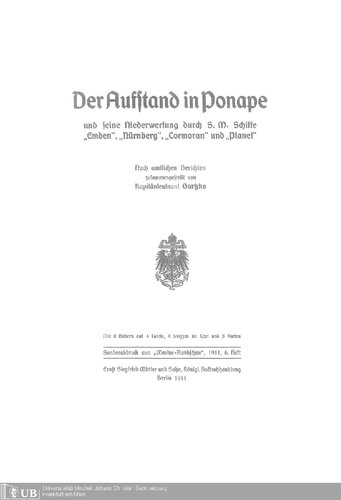 Der Aufstand in Ponape und seine Niederwerfung durch S.M. Schiffe 