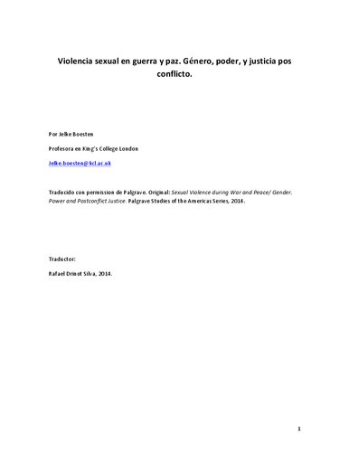 Violencia sexual en la guerra y en la paz : género, poder y justicia posconflicto en el Perú