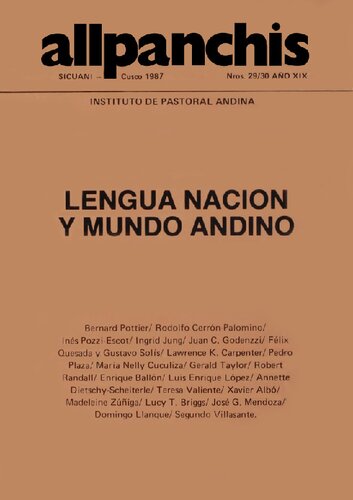 Lengua, nación y mundo andino