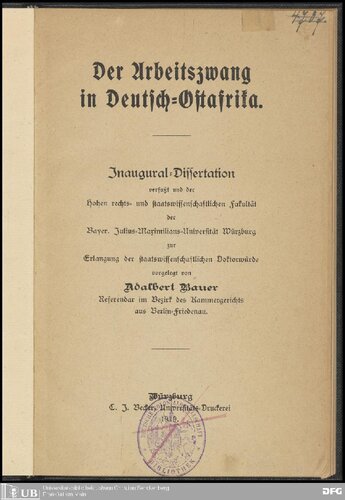 Der Arbeitszwang in Deutsch-Ostafrika