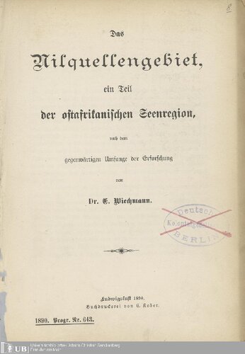 Das Nilquellengebiet, ein Teil der ostafrikanischen Seenregion