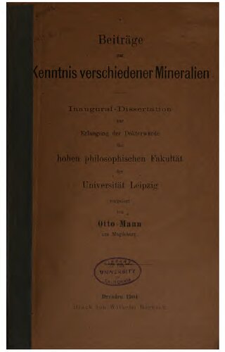 Beiträge zur Kenntnis verschiedener Mineralien