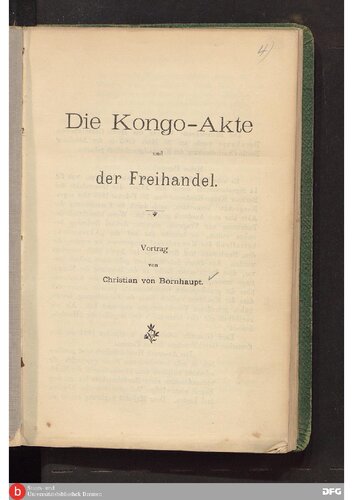 Die Kongo-Akte der Freihandel