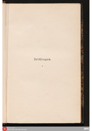 Zeitfragen. Die Krisis in Südafrika. China; Commercielles [Kommerzielles] und Politisches. Kolonial-Fragen