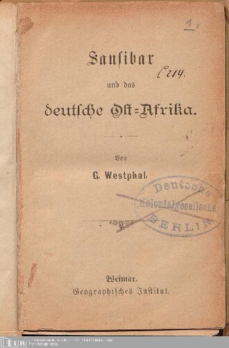 Sansibar und das deutsche Ost-Afrika