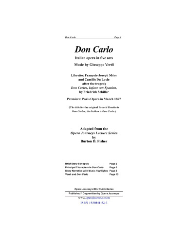 Don Carlo (Opera Journeys Mini Guide Series)