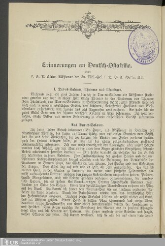 Erinnerungen an Deutsch-Ostafrika