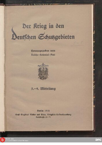 Der Krieg in den deutschen Schutzgebieten