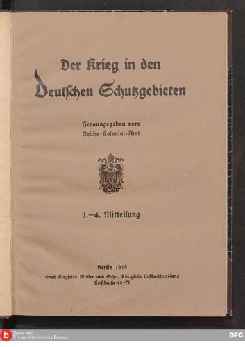 Der Krieg in den deutschen Schutzgebieten