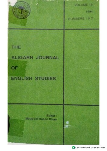 The Aligarh Journal of English Studies