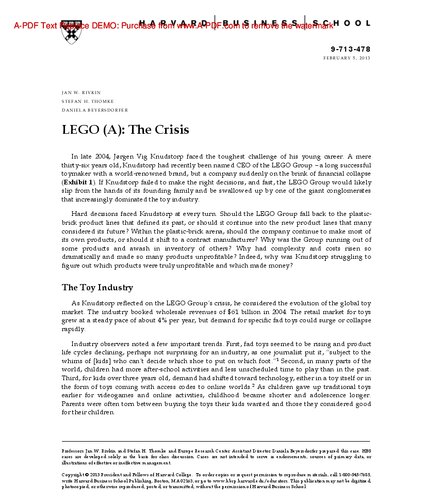 LEGO (A): The Crisis