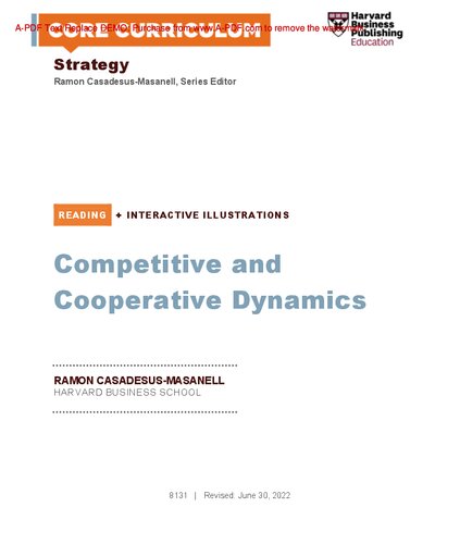 Competitive and Cooperative Dynamics