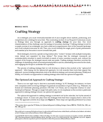 Crafting Strategy