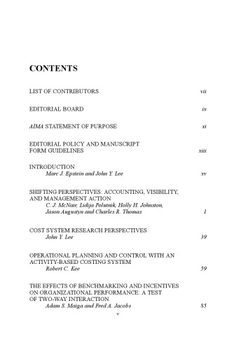 Advances in Management Accounting, Volume 11 (Advances in Management Accounting)