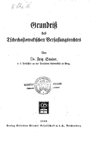 Grundriss des tschechoslowakischen Verfassungsrechtes
