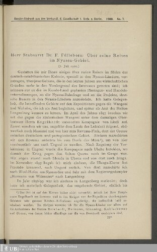 Über seine Reisen im Nyassa-Gebiet