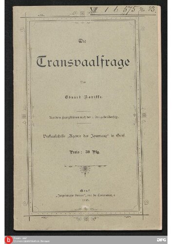 Die Transvaalfrage ; aus dem Französischen nach der 3. Auflage übersetzt
