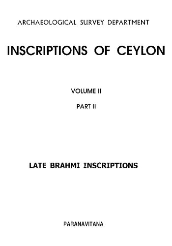 Inscriptions of Ceylon. Vol 2. Part 2
