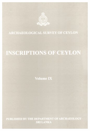 Inscriptions of Ceylon. Vol. 9