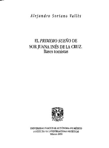 El primero sueno de Sor Juana Ines de la Cruz: bases tomistas