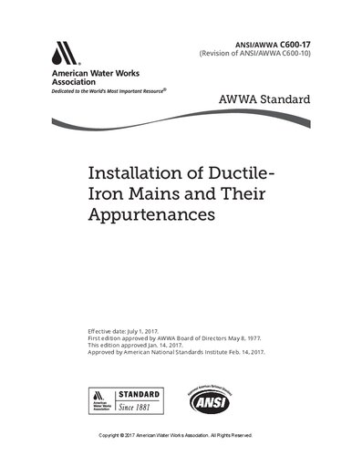 ANSI AWWA C600-17 Installation of Ductile Iron Mains and Their Appurtenances