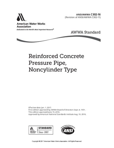 ANSI AWWA C302-16 Reinforced Concrete Pressure Pipe Noncylinder Type