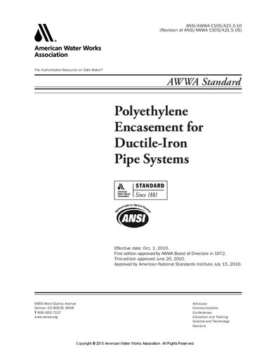 ANSI AWWA C105-10 Polyethylene Encasement for Ductile-Iron Pipe Systems