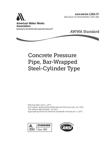 ANSI AWWA C303-17 Concrete Pressure Pipe, Bar-Wrapped Steel-Cylinder Type