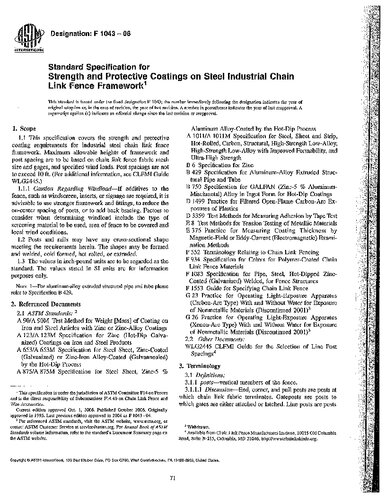 ASTM F1043-06 Standard Specification for Strength and Protective Coatings on Steel Industrial Chain Link Fence Framework