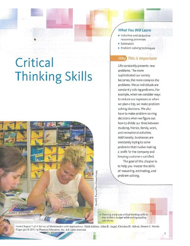 Survey of mathematics with applications, Ninth editon. (2014)