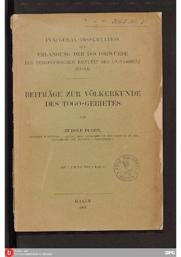 Beiträge zur Völkerkunde des Togo-Gebiets