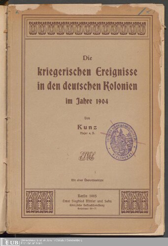 Die kriegerischen Ereignisse in den deutschen Kolonien im Jahre 1904