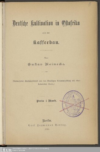 Deutsche Kultivation i Ostafrika und Kaffeebau