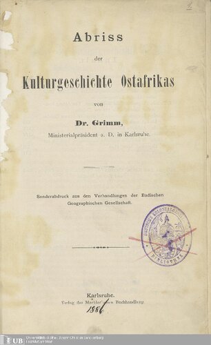 Abriss der Kulturgeschichte Ostafrikas