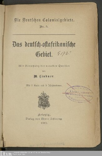 Das deutsch-ostafrikanische Gebiet ; mit Benutzung der neuesten Quellen