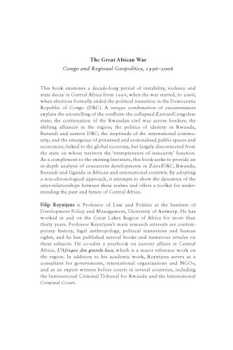 The Great African War. Congo and Regional Geopolitics, 1996–2006