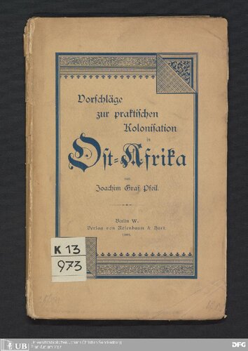 Vorschläge zur praktischen Kolonisation in Deutsch-Ostafrika